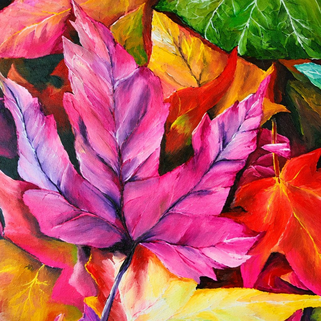 Lila Trockenblätter | Dekoratives Naturbild | Handgemalt |