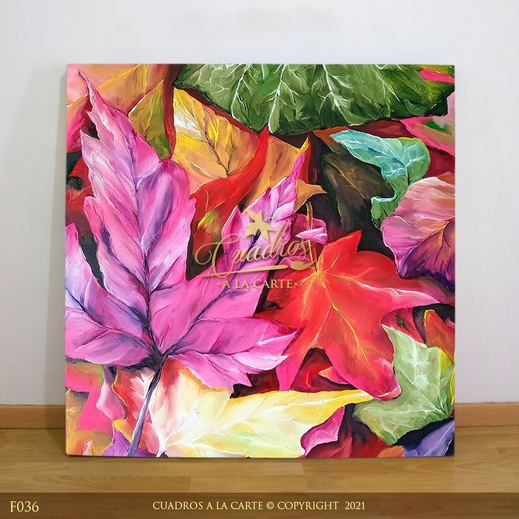 Hojas Secas Púrpura | Cuadro Decorativo de Naturaleza | Pintado a Mano |