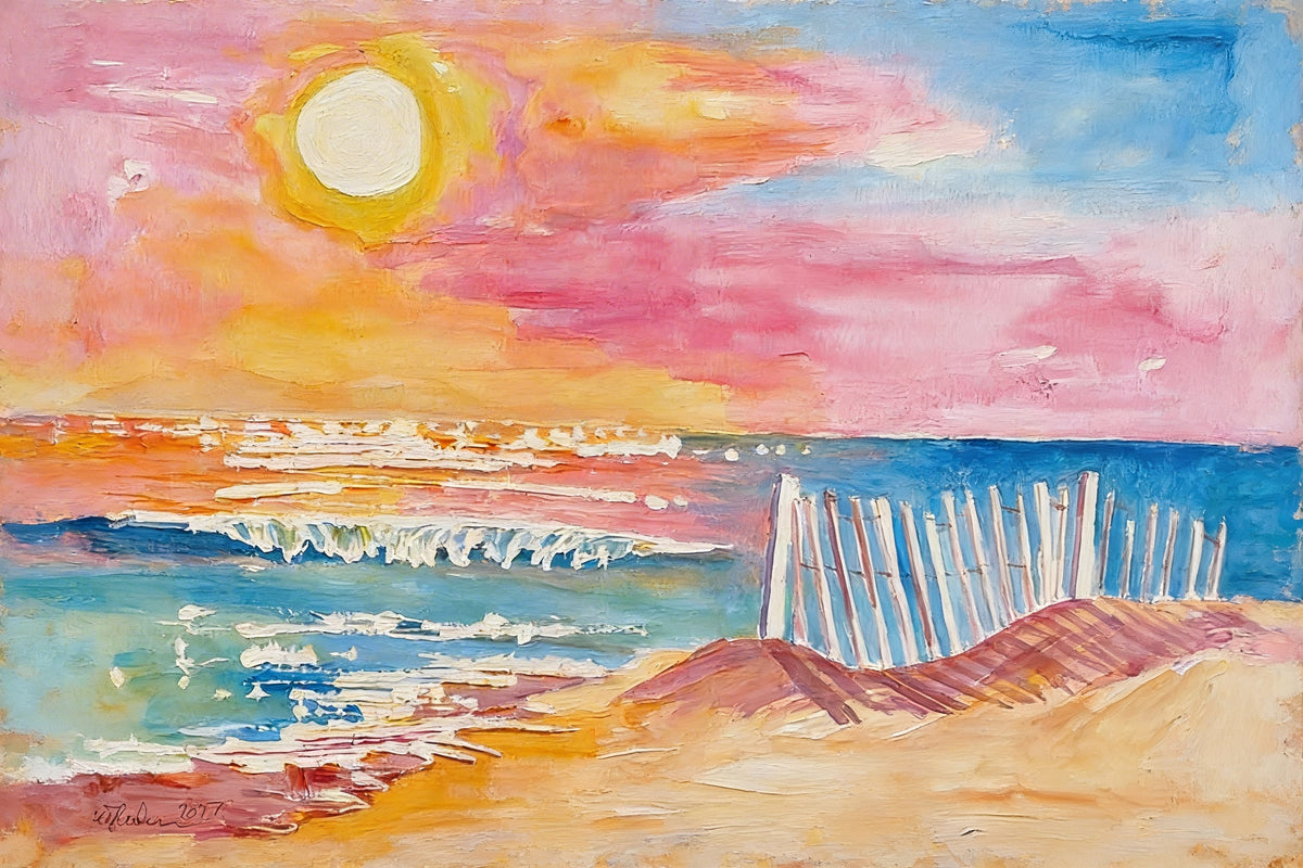 Mar de Pastel – Cuadro Decorativo Paisaje Marino Tonos Pastel Pintado a Mano